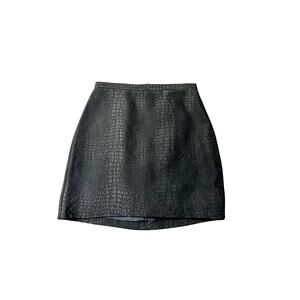 French Connection Black Croc Textured Mini Skirt Jacquard Size 6 NWT